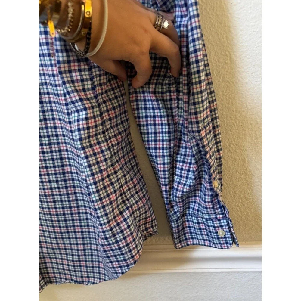 Ralph Lauren Polo Button Long Sleeve Shirt Size XL 100% Cotton Blue Pink Green